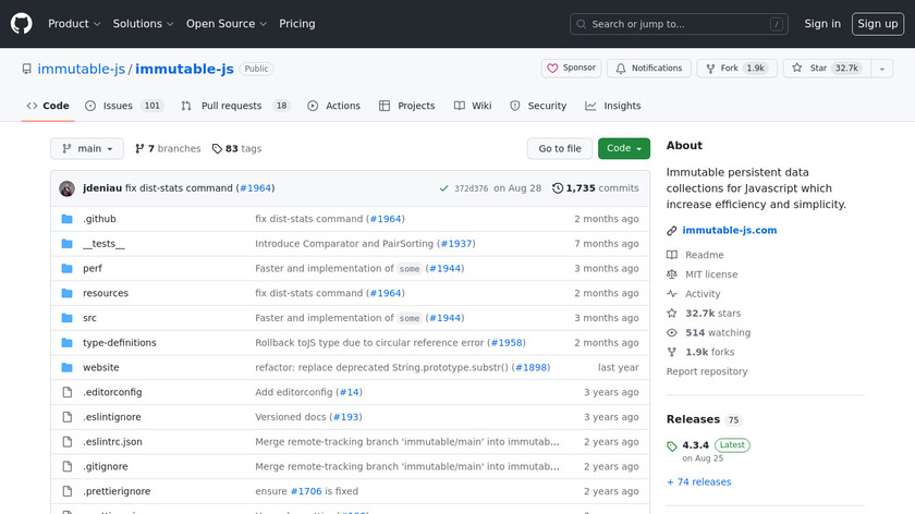 Immutable.js Landing Page