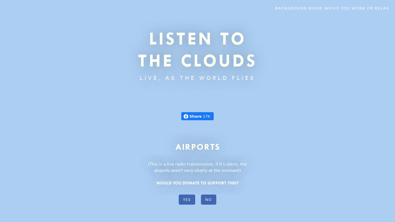 Listen To The Cloud Landing page