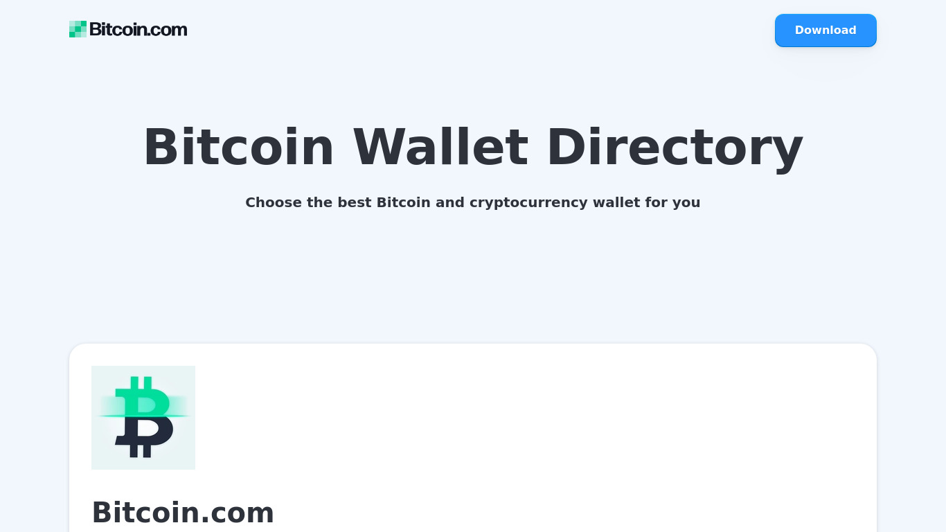 Bitcoin Wallet Landing page