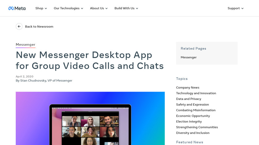 Facebook Messenger: Desktop Landing Page