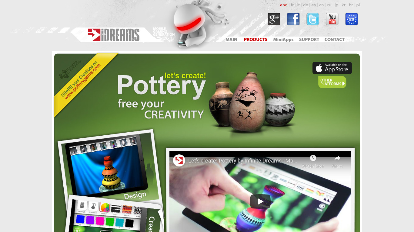 Let’s Create! Pottery HD Lite Landing page