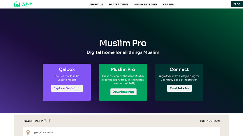 Muslim Pro Landing Page