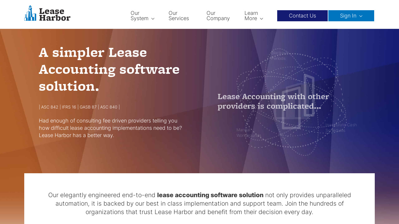 Lease Harbor Landing page