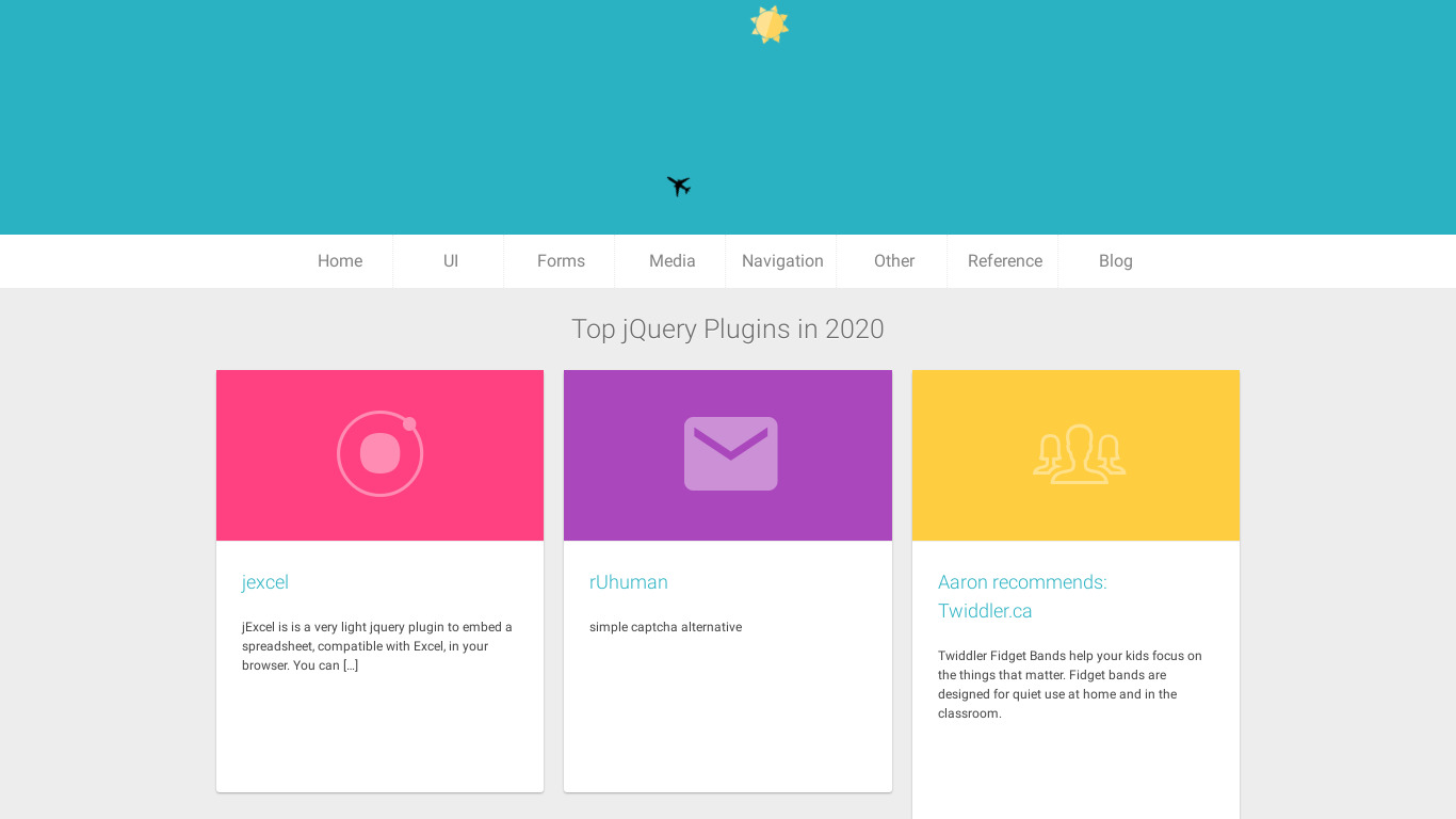 jQuery Cards Landing page