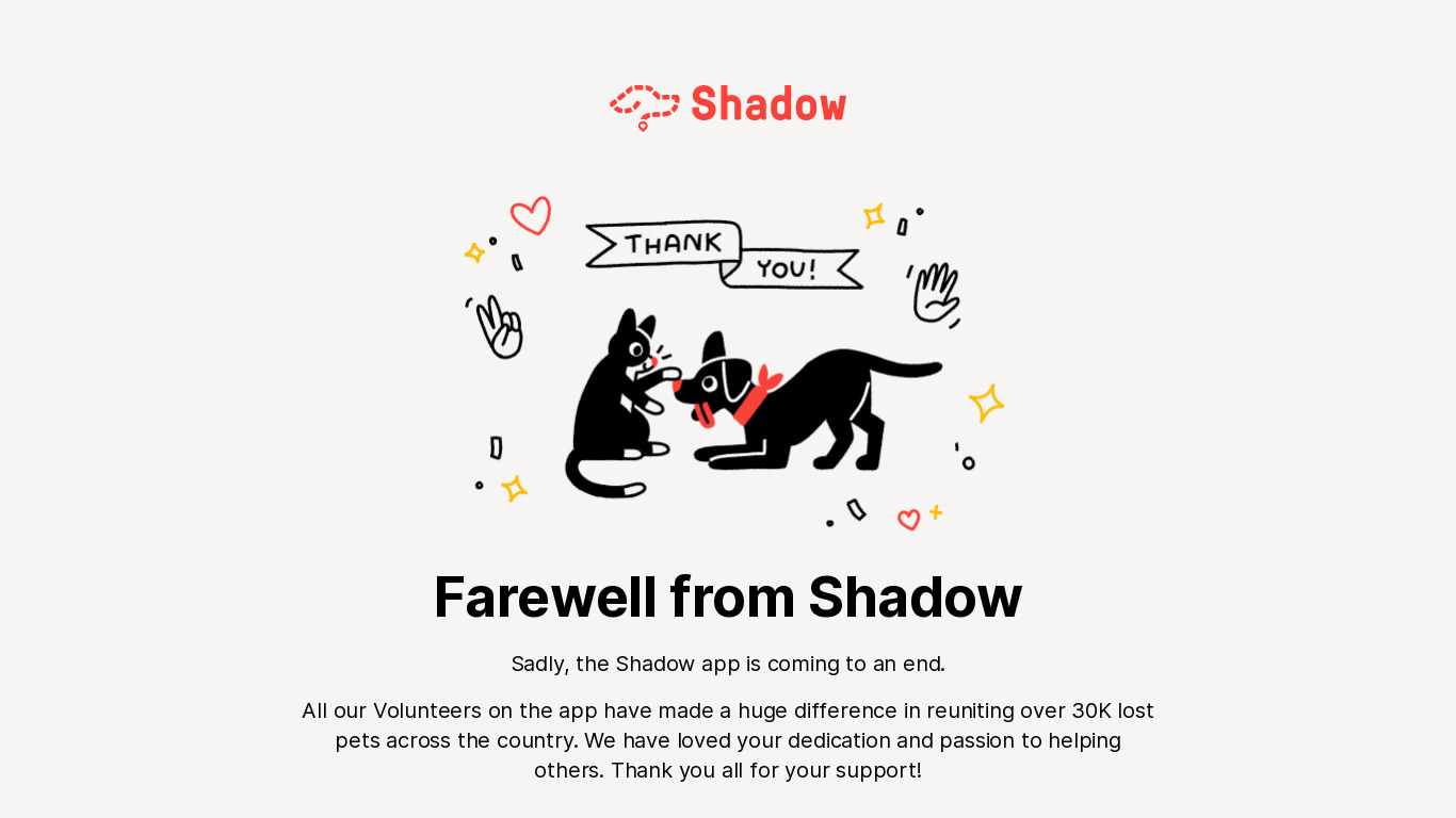 Find Shadow Landing page