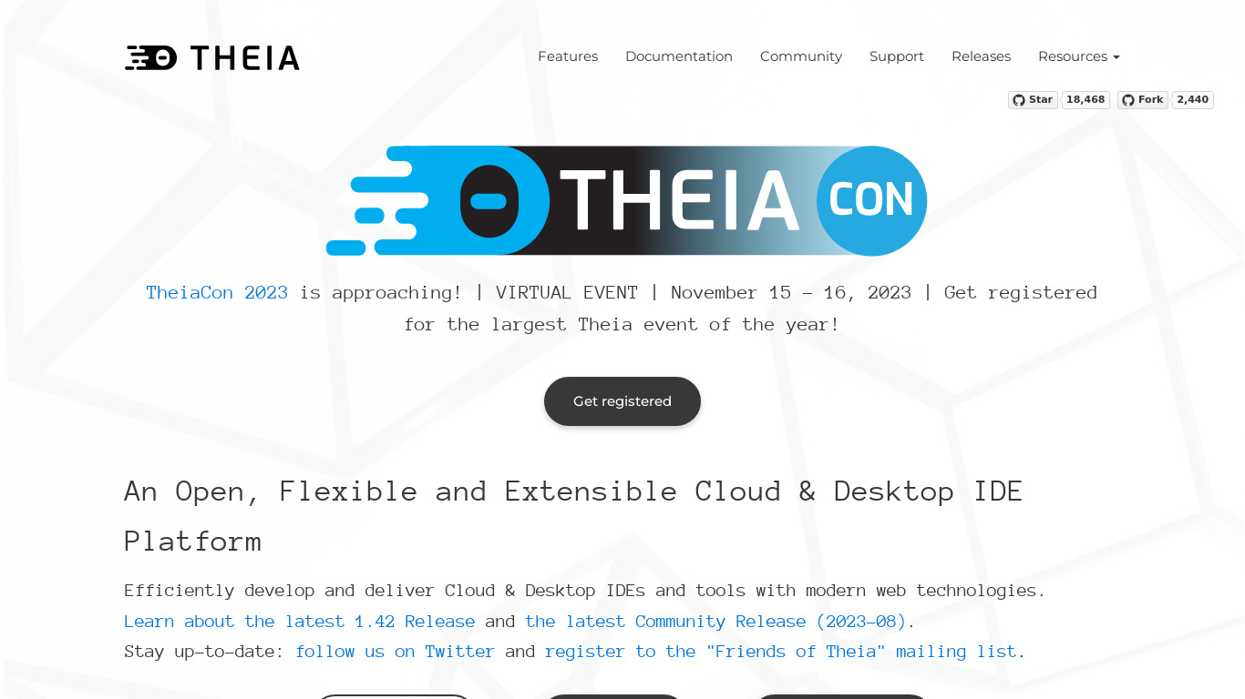 Eclipse Theia Landing page