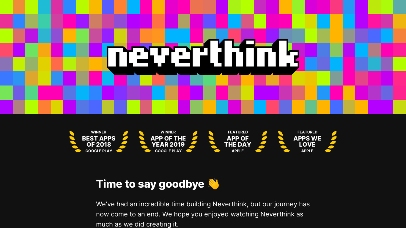 Neverthink TV Landing page
