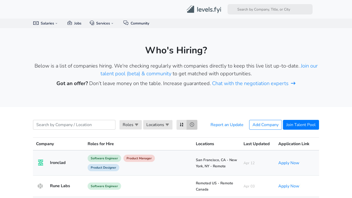 Who Is Still Hiring? Landing page