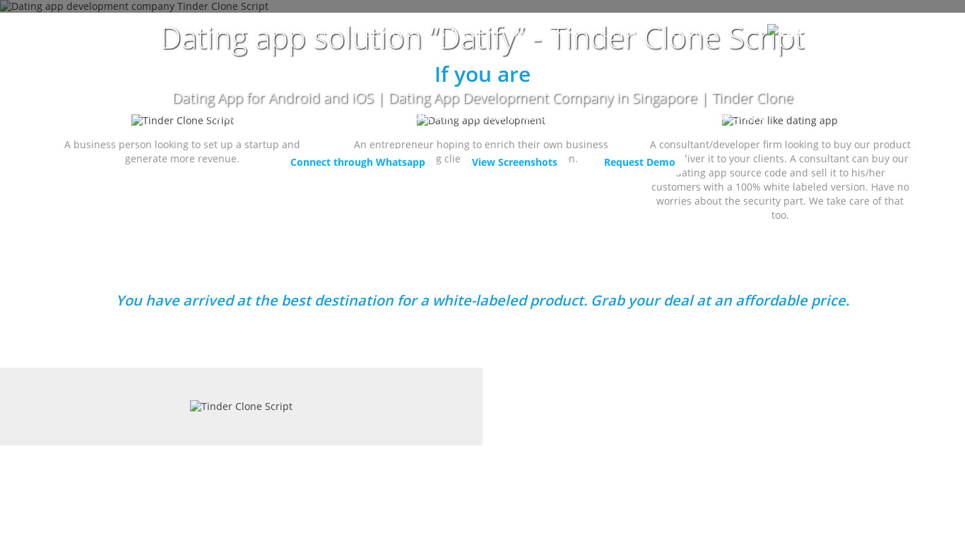 Tinder Clone Script Landing page