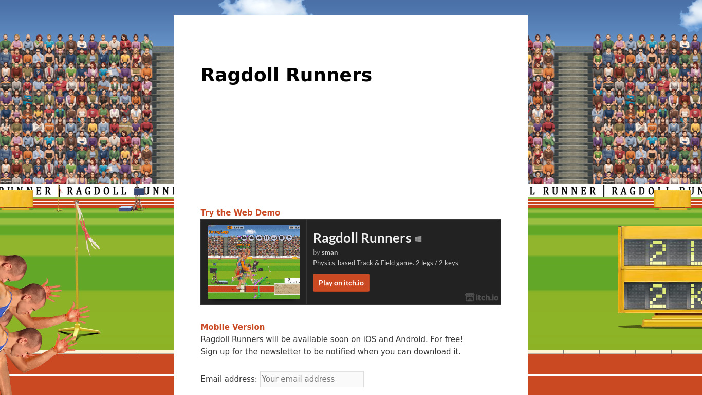 Ragdoll Runners Landing page