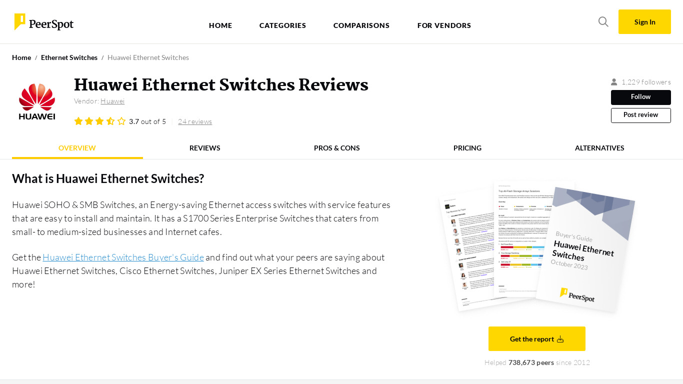 Huawei Ethernet Switches Landing page