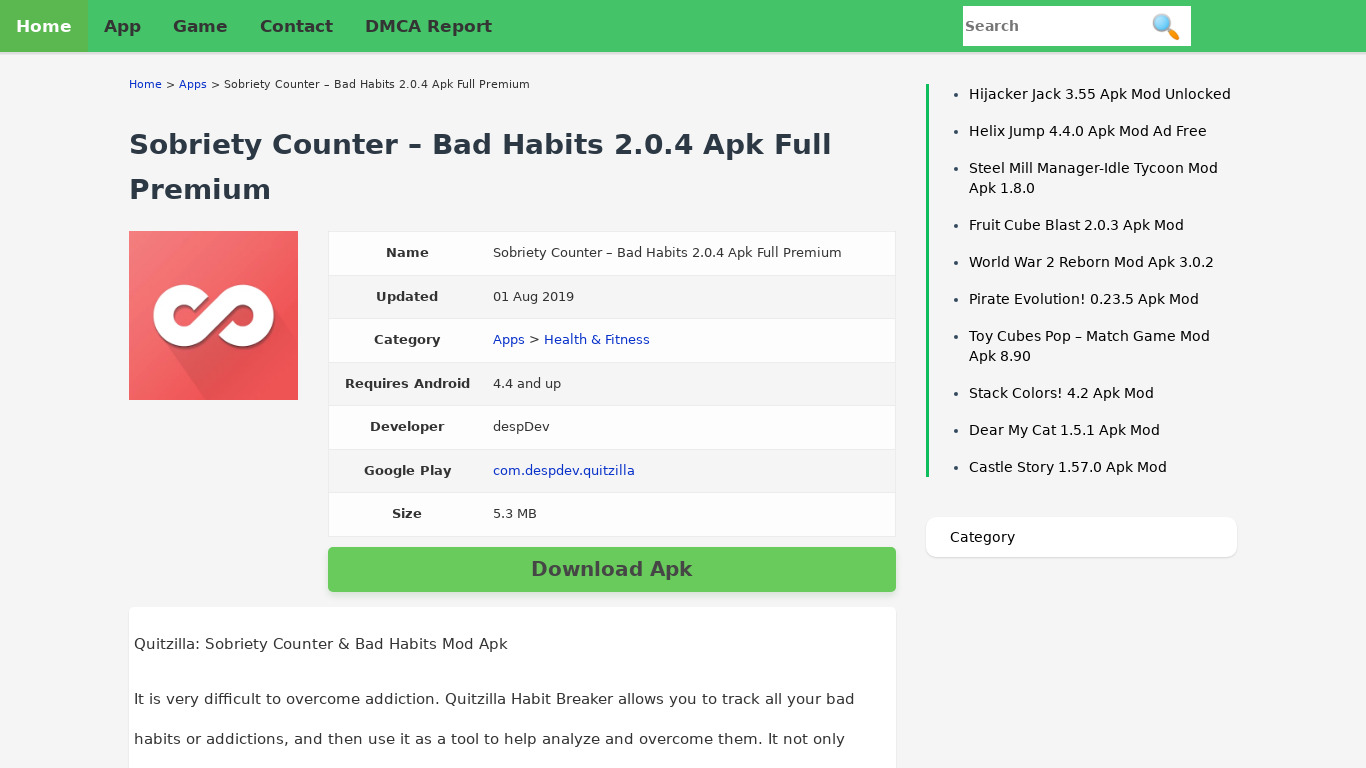 Sobriety Counter – Bad Habits Landing page