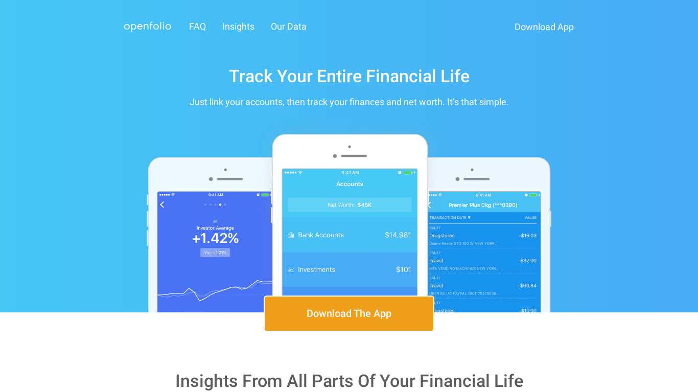Openfolio Tune Up Landing page
