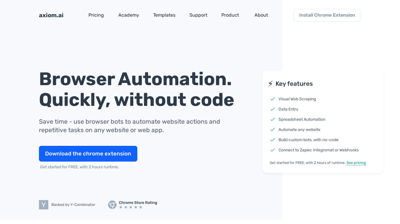 Axiom browser automation Landing page