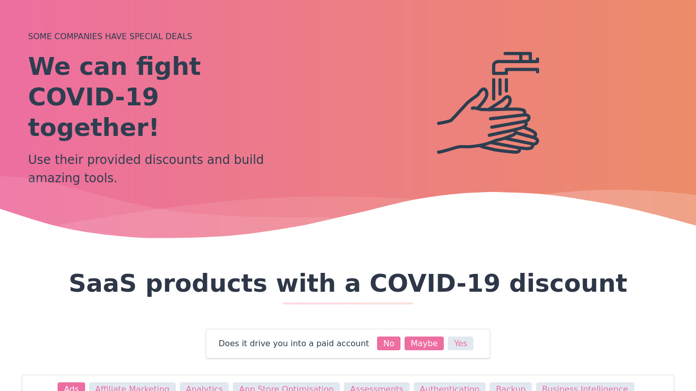 SaaS for COVID Landing page