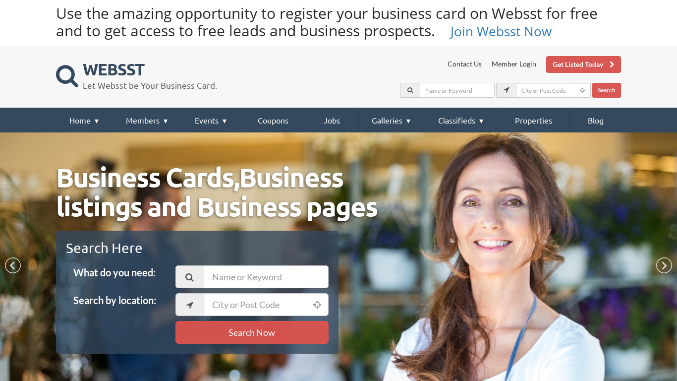 Websst Landing page