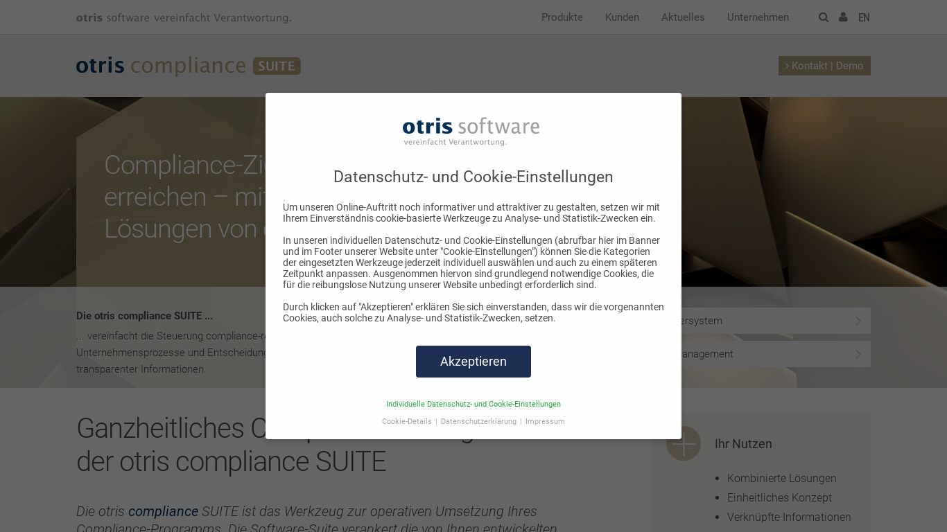 Otris Compliance Landing page
