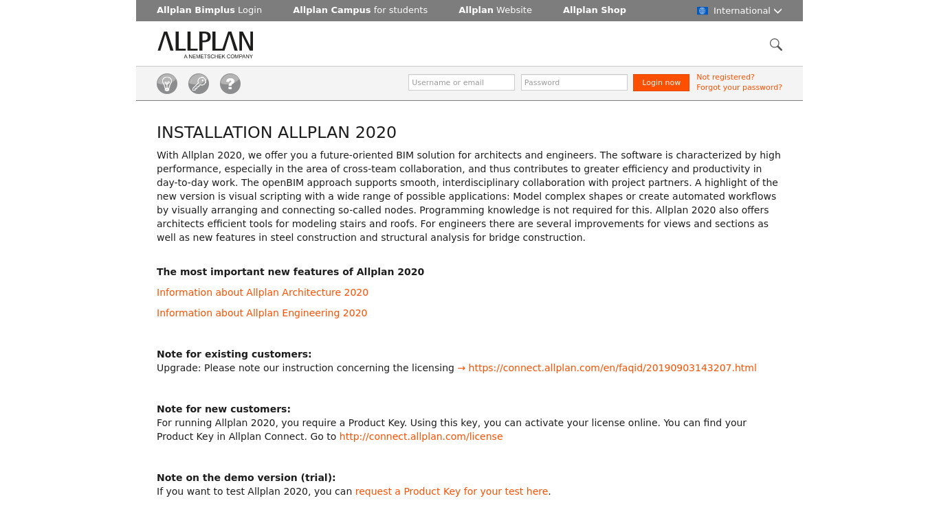ALLPLAN Landing page
