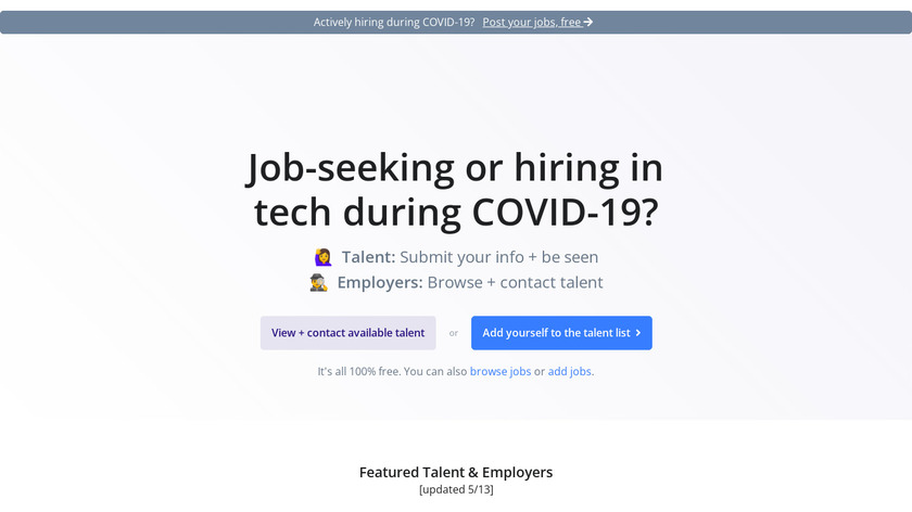 WFH but Hiring Landing Page