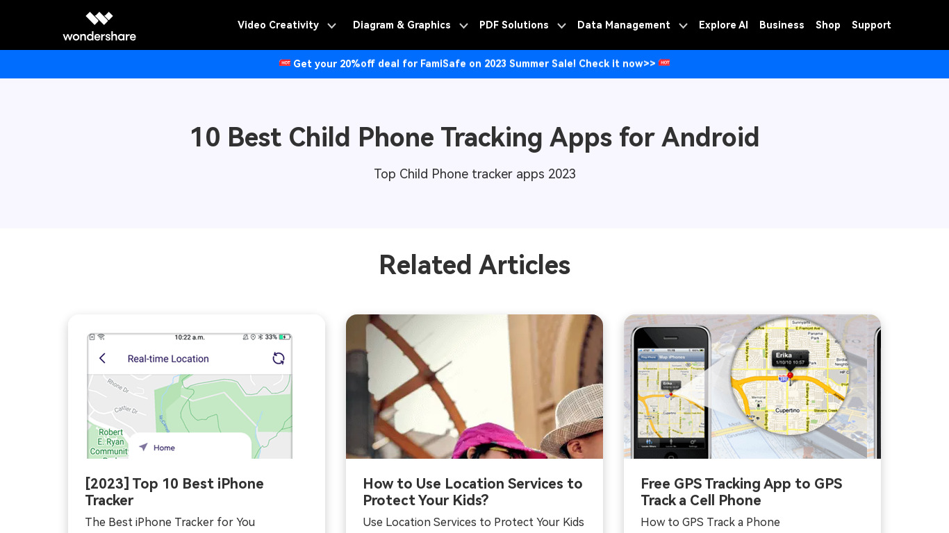 Children Tracking Landing page
