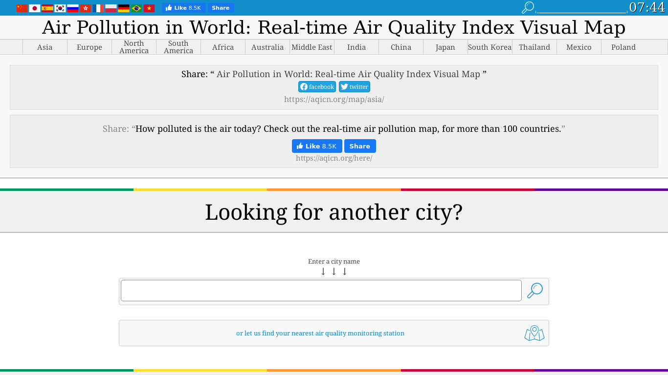 Air Pollution in World Landing page