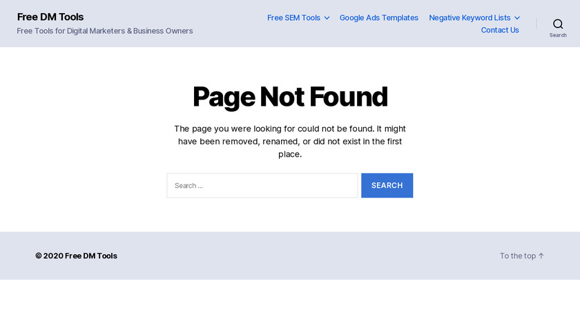 freedmtools.com Negative Keyword Generator Landing Page