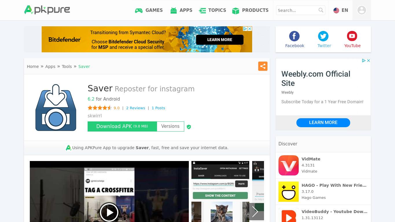 Saver Reposter for Instagram Landing page
