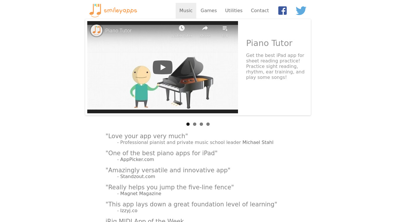 Piano Tutor Landing page