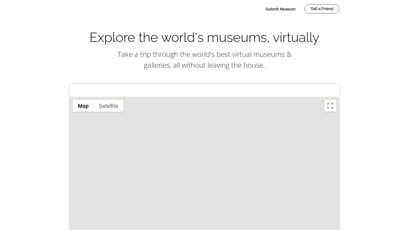 Virtual Museums Landing page