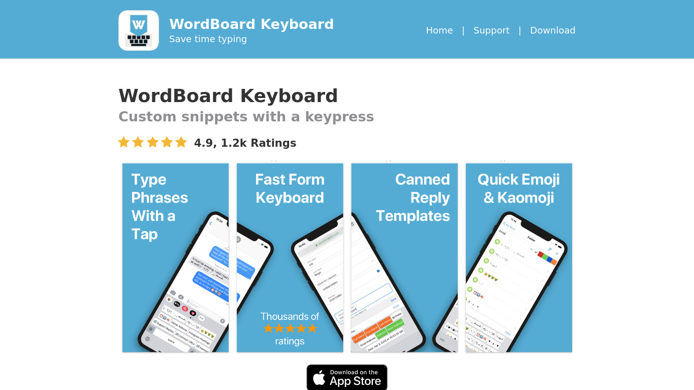 WordBoard Landing page