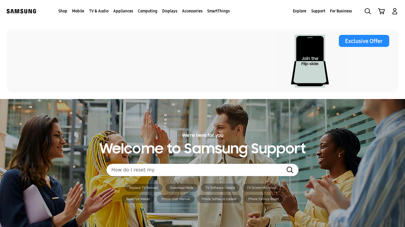 Samsung Music Landing page