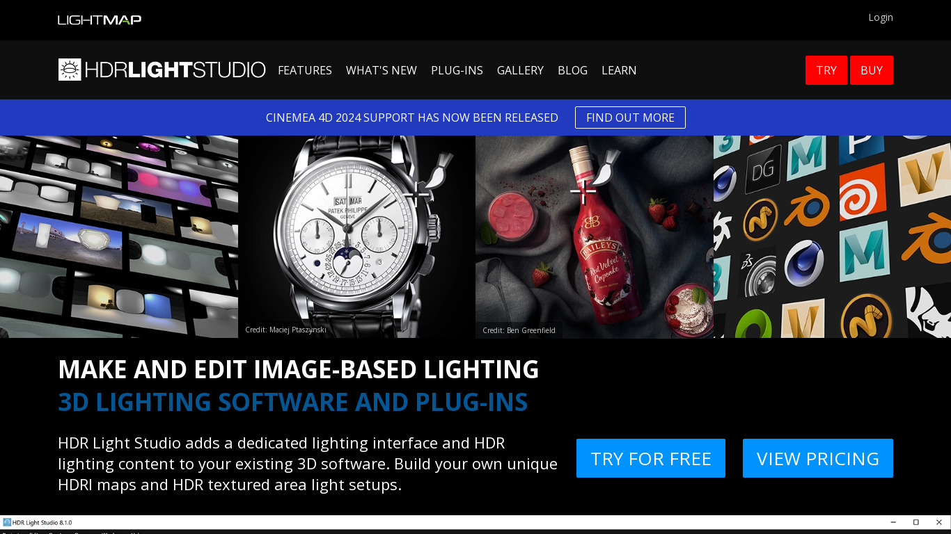 HDR Light Studio Landing page