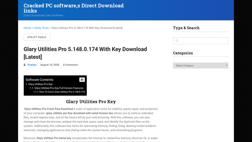 Glary Utilities Pro Landing Page
