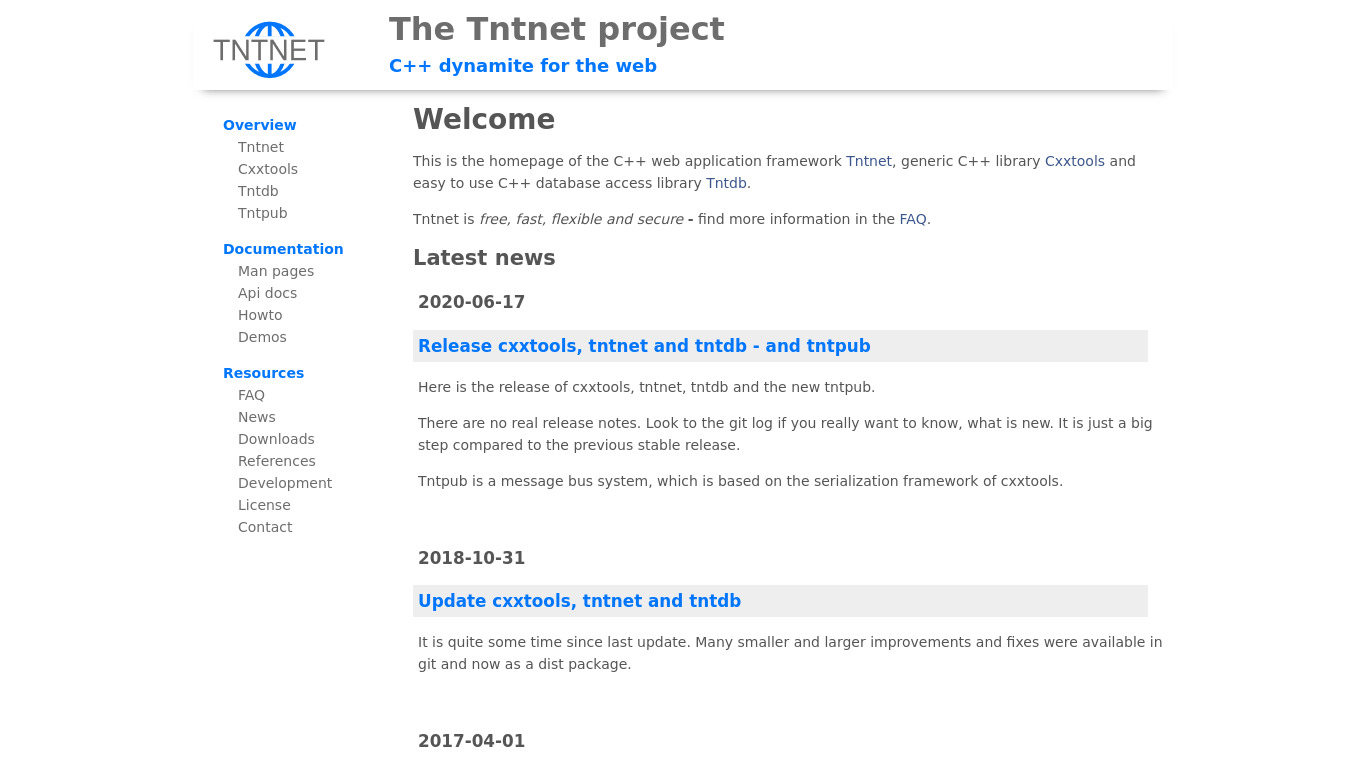 Tntnet Landing page