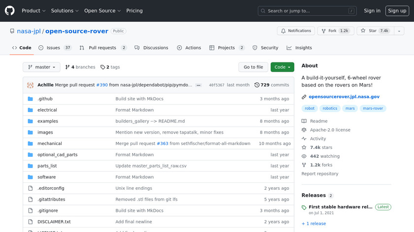 Open Source Rover Landing Page
