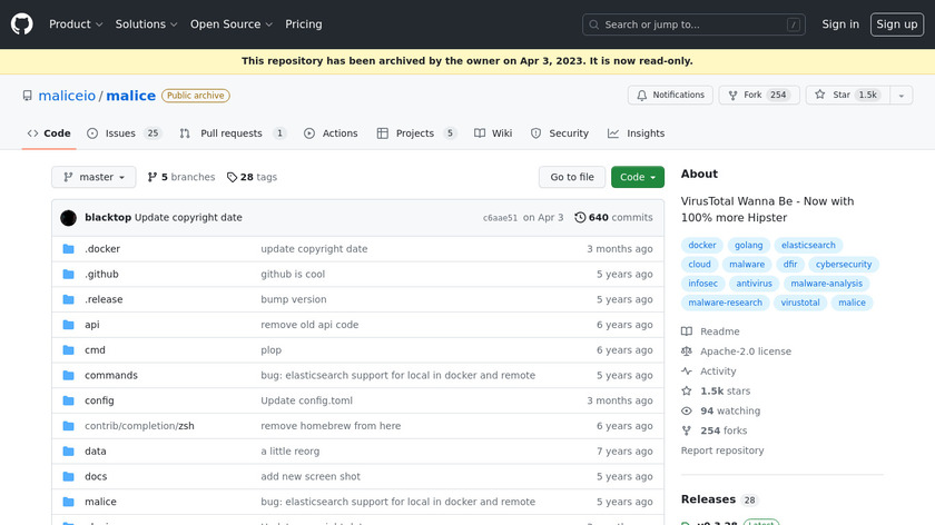 Malice Landing Page