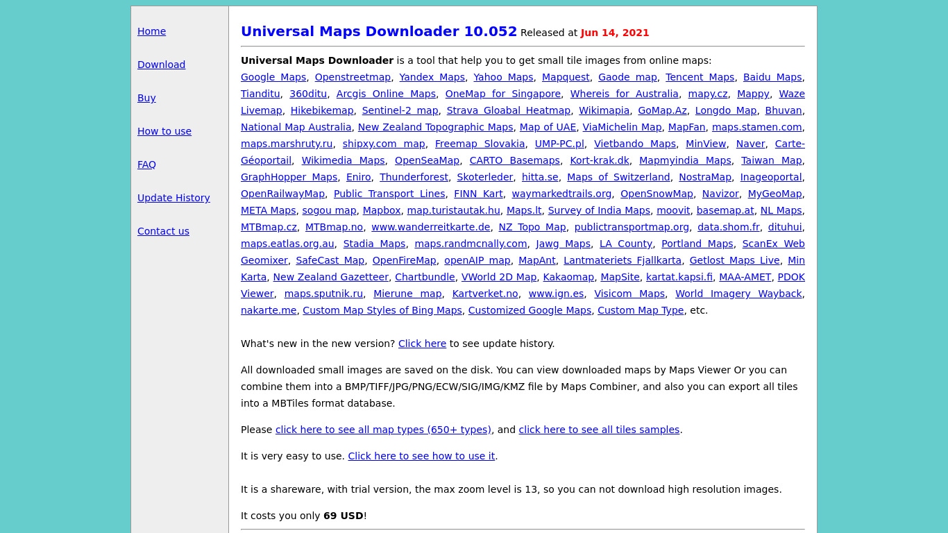 Universal Maps Downloader Landing page