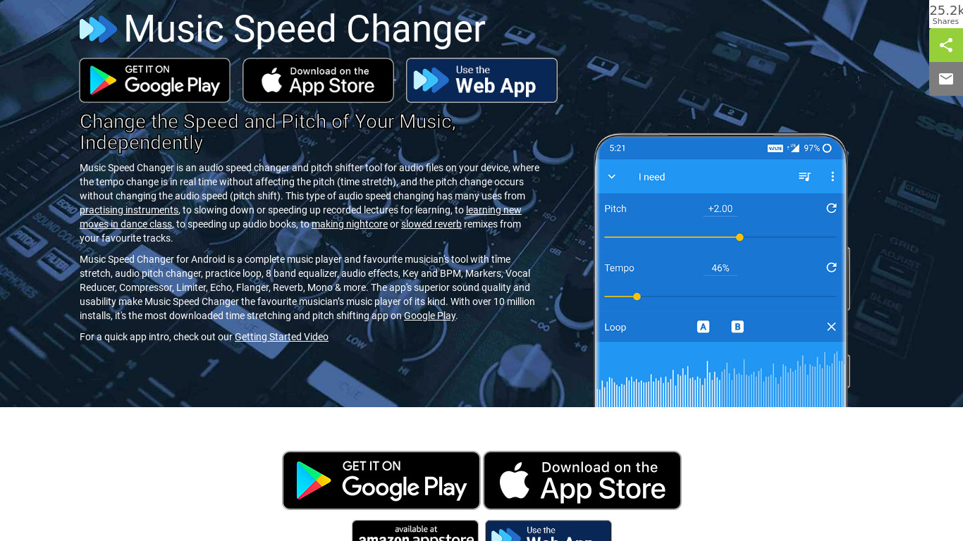 Music Speed Changer (Classic) Landing page