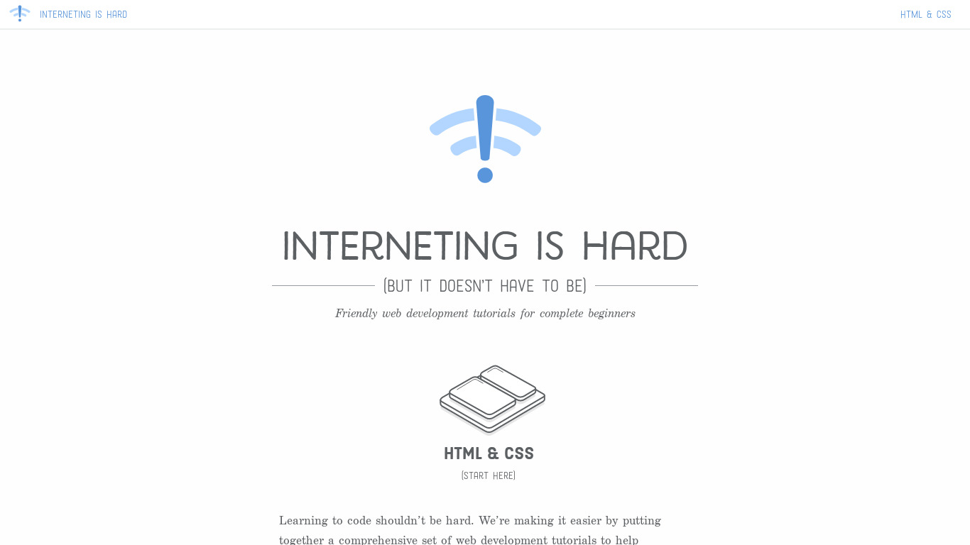InternetingIsHard.com Landing page