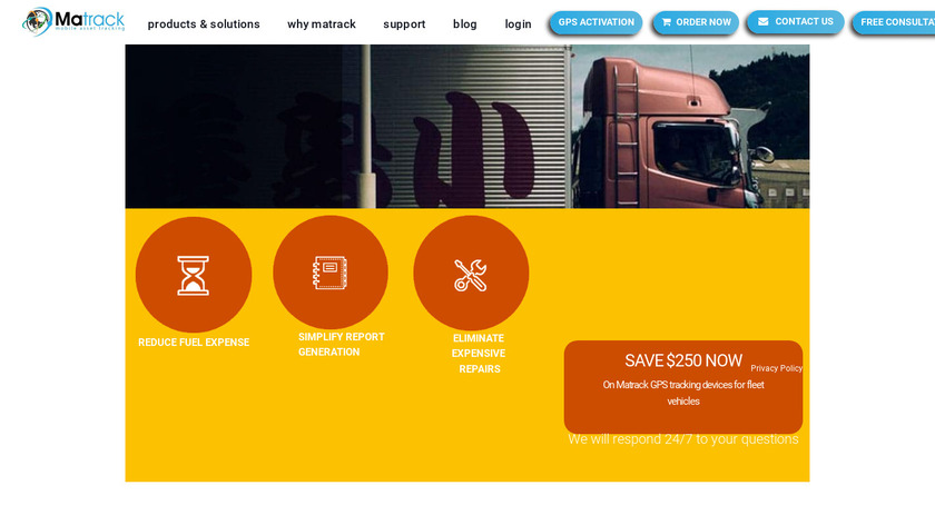 Matrack GPS Tracker Landing Page