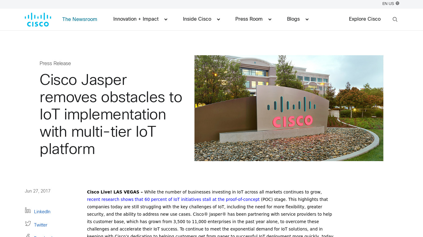 Cisco Jasper Control Center Landing page
