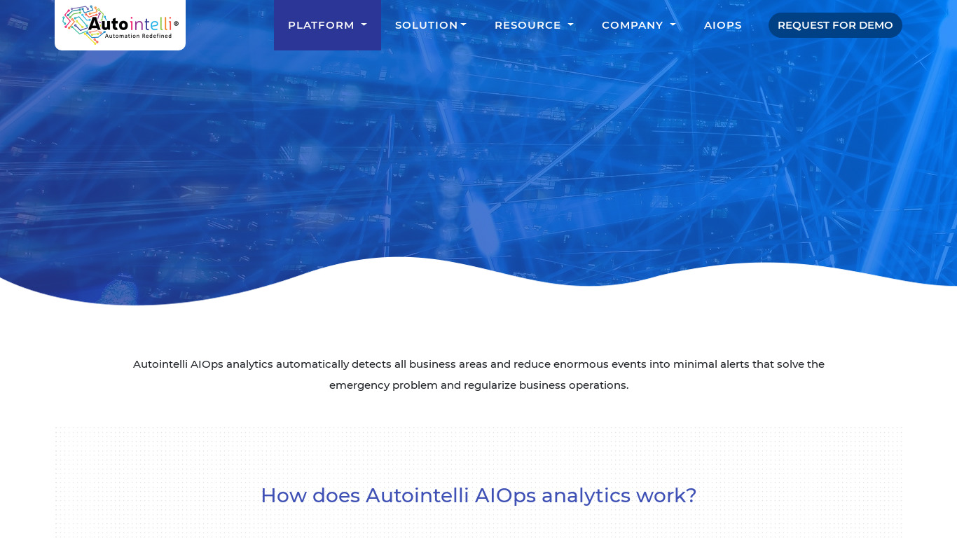 Autointelli AIOps Platform Landing page