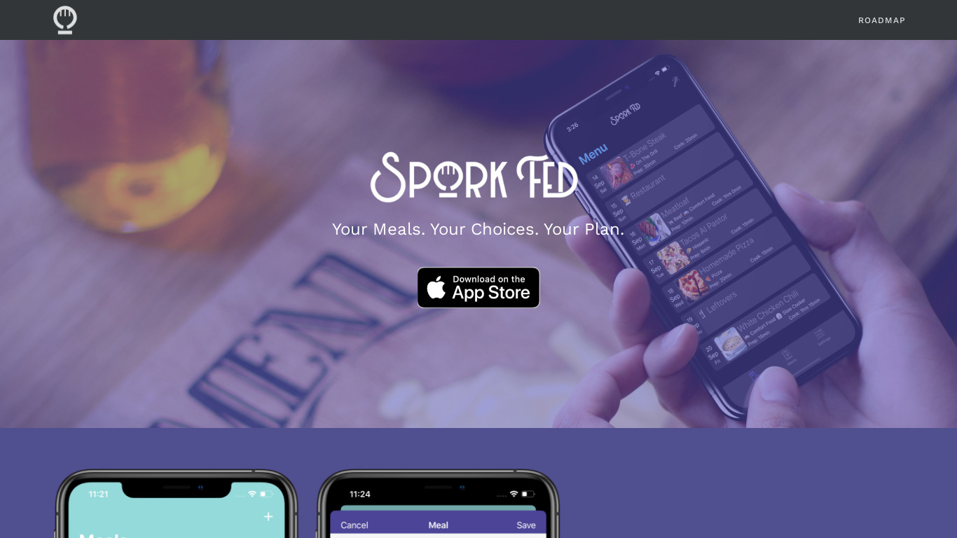 Meal Planning by Spork Fed Landing page