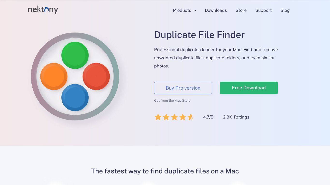 Duplicate File Finder by Nektony Landing page