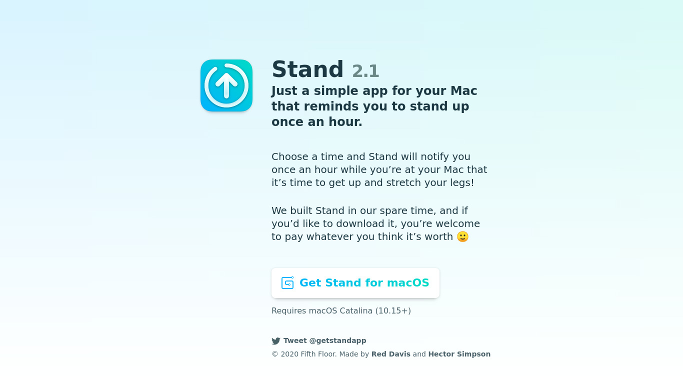 Stand App Landing page
