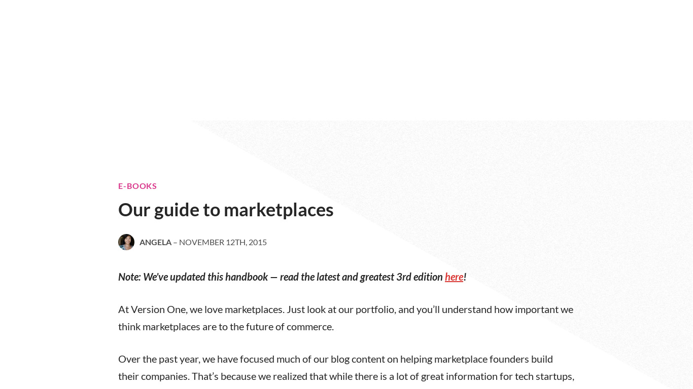 A Guide to Marketplaces Landing page