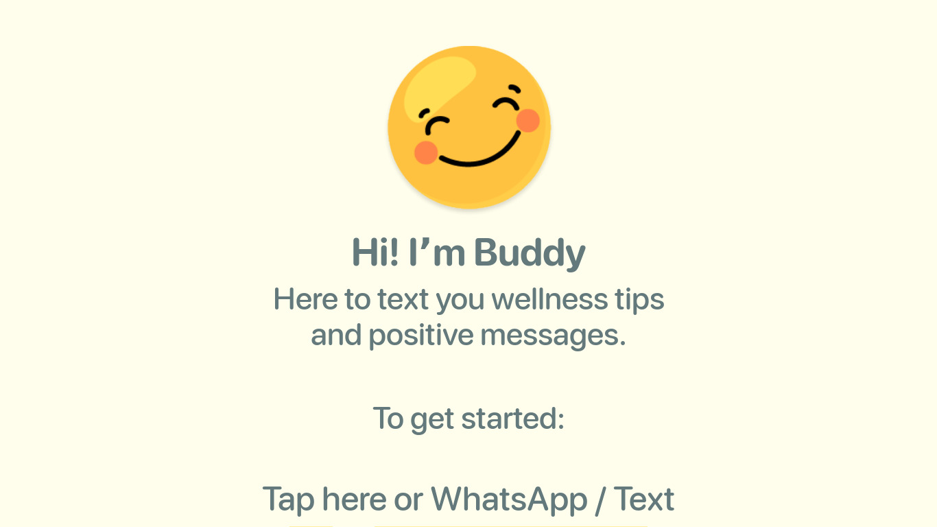 Buddy: The Wellness Bot Landing page