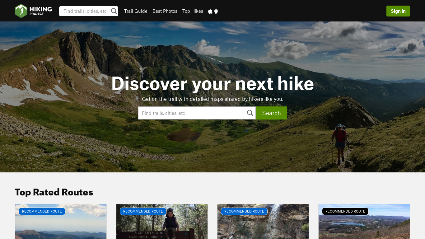 Hiking Project Landing page