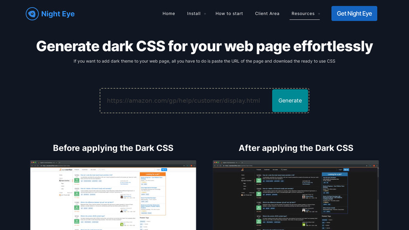 Dark CSS Generator Landing Page