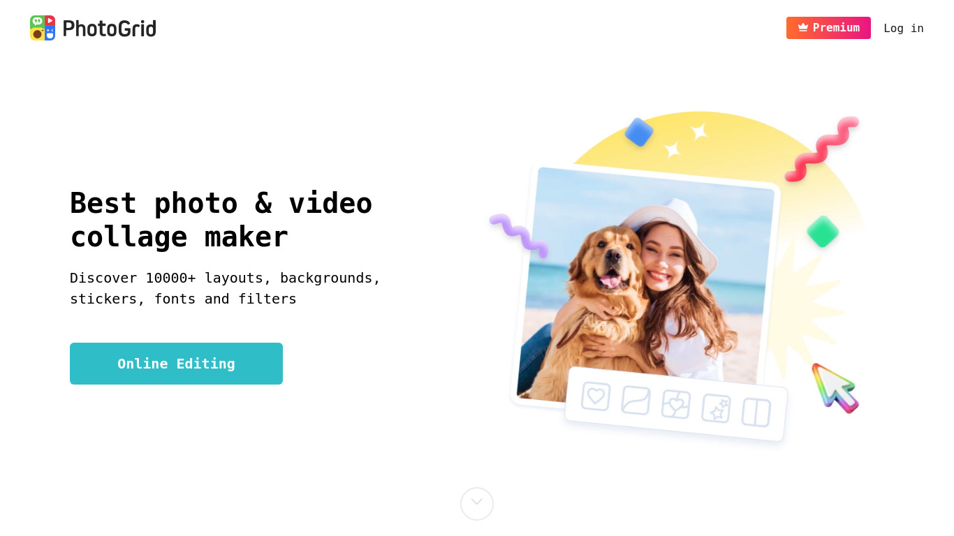 PhotoGrid Landing page